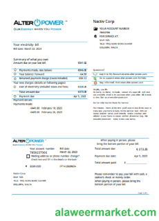 AlterPower Malta proof of address utility business bill,  SCR